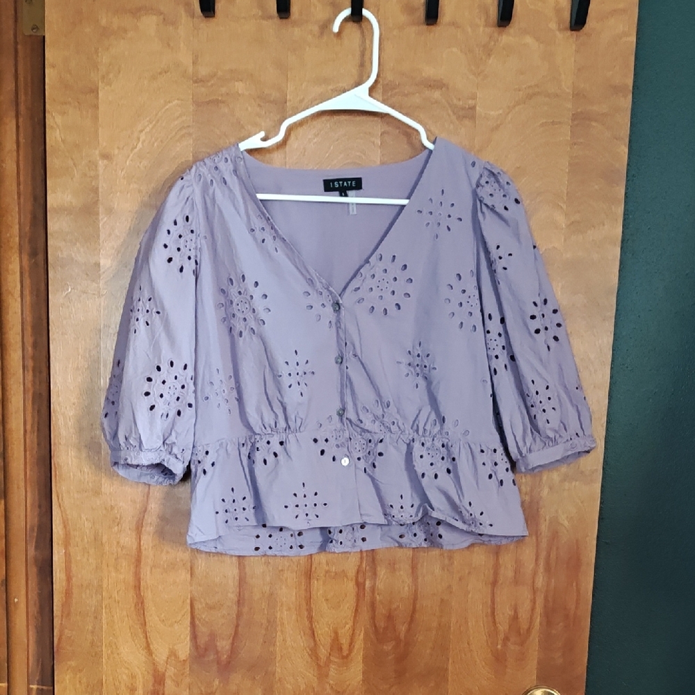 1. State Women's Purple Eyelet Blouse